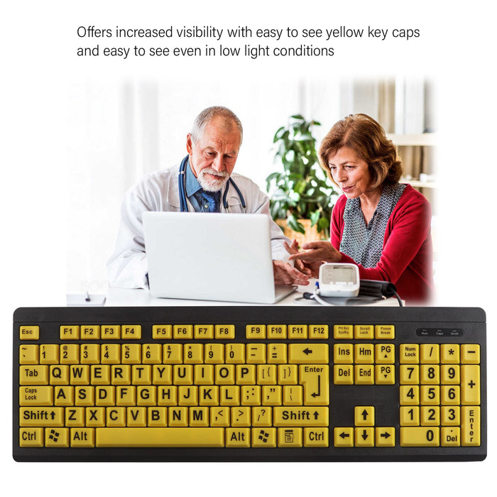 Large Keys Wired Keyboard T801 High Colour Contrast Keyboard for Preschoolers Elderly Low Vision Impaired Full Size Keyboard