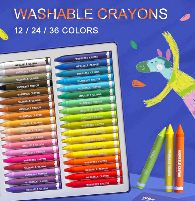 MiDeer Washable Colouring Crayons 12/24/36 Colors Lump Free Crayons