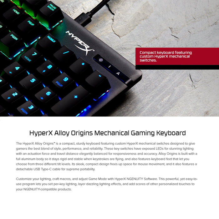 HyperX Alloy Origins Full-Size Mechanical Gaming Keyboard - Tactile Switch