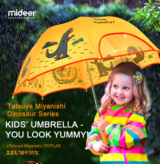 MiDeer Kids Clear Umbrella / Kids Sunshade Designs, Dinosaur by Tatsuya Miyanishi Or Hungry Caterpillar by Eric Carle, Spring Garden, Summer Beach