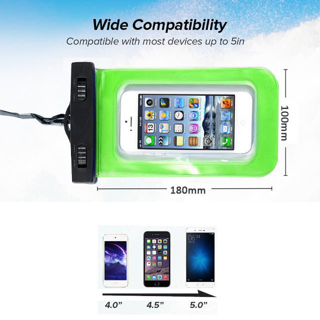 Waterproof Pouch For Mobile Phones Up to 5 inch Phone
