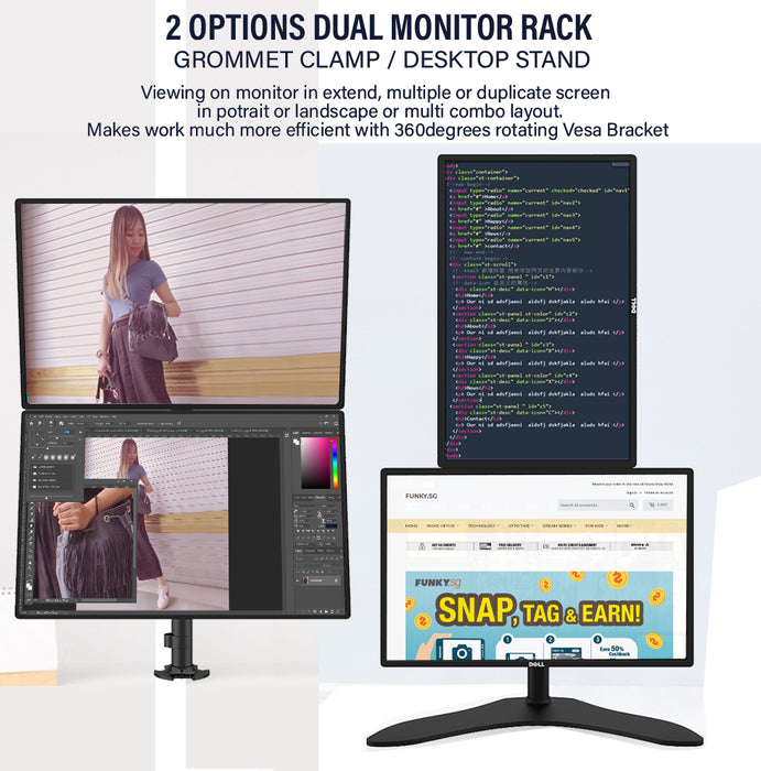 Dual Vertical Monitor Rack Stand Desktop Stand