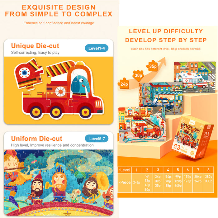 MiDeer Level Up Jigsaw Puzzles Level 1, Two Themes for Kids Ages 3 Up