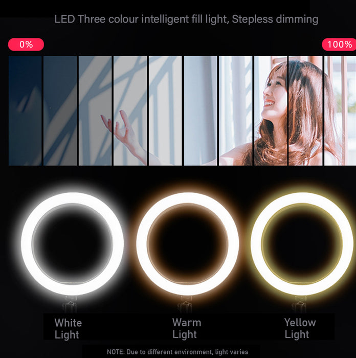 26cm Selfie Ring Light LED, LED Ring Light Mobile Stand up to 55cm Height