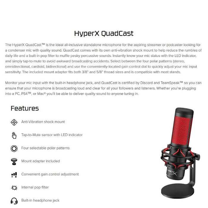[Preorder] HyperX QuadCast USB Condenser Microphone HX-MICQC-BK