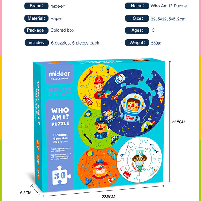 MiDeer Who Am I Round Jigsaw Puzzles. 30pcs Kids / Playschool Puzzles
