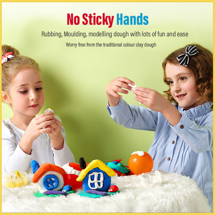 Modeling Clay for Kids - 6 Super Soft & 100% Natural Kids Modeling Clay Doughs Made from Wheat Flour - 100g per Can of Reusable & Vibrant Kids Clay