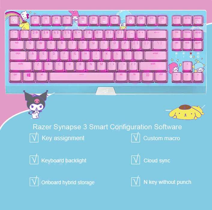 Razer HelloKitty I SANRIO Pink Wired Keyboard Exclusive 87-key Backlit Gaming Keyboard
