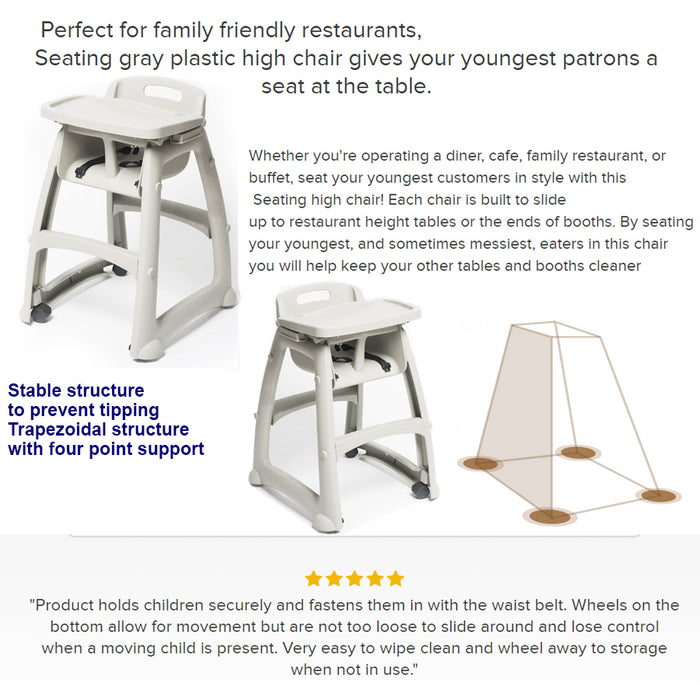 [Preorder] Pride Bebe High Chair with wheels, Gray Stackable Restaurant, F&B High Chair
