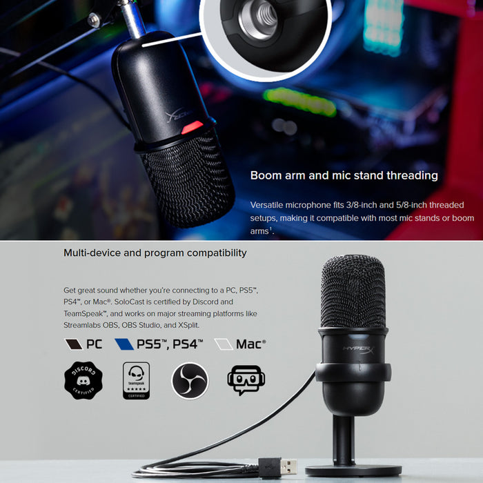 HyperX SoloCast Usb Condenser Gaming Microphone HMIS1X-XX-BK/G