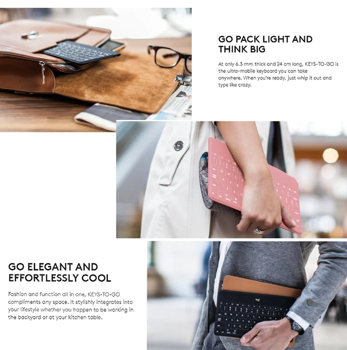 Logitech KEYS-TO-GO Ultra-light, Ultra-portable Standalone Wireless Bluetooth&reg; Keyboard (1 YEAR WARRANTY)