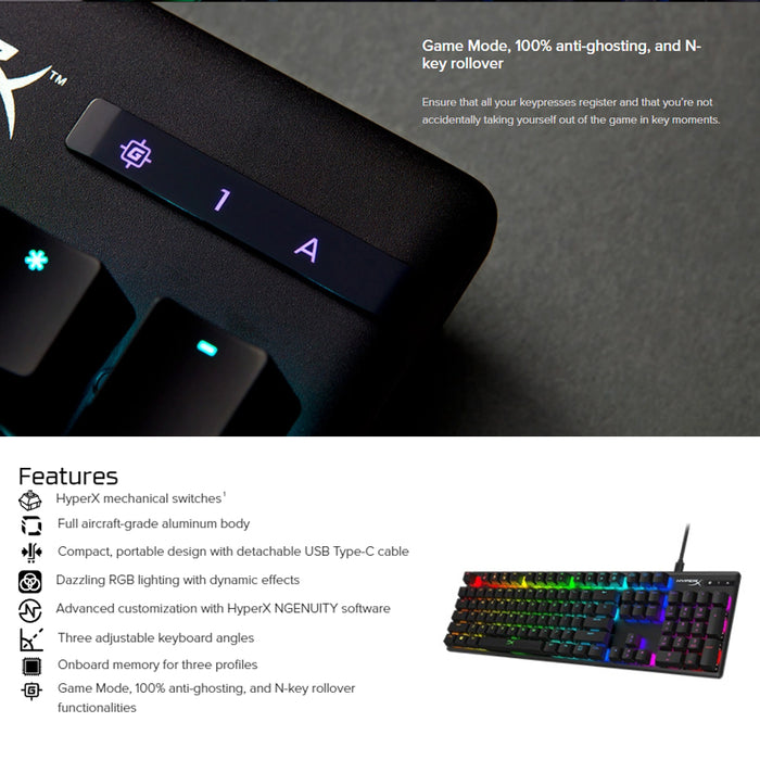 HyperX Alloy Origins Full-Size Mechanical Gaming Keyboard - Tactile Switch