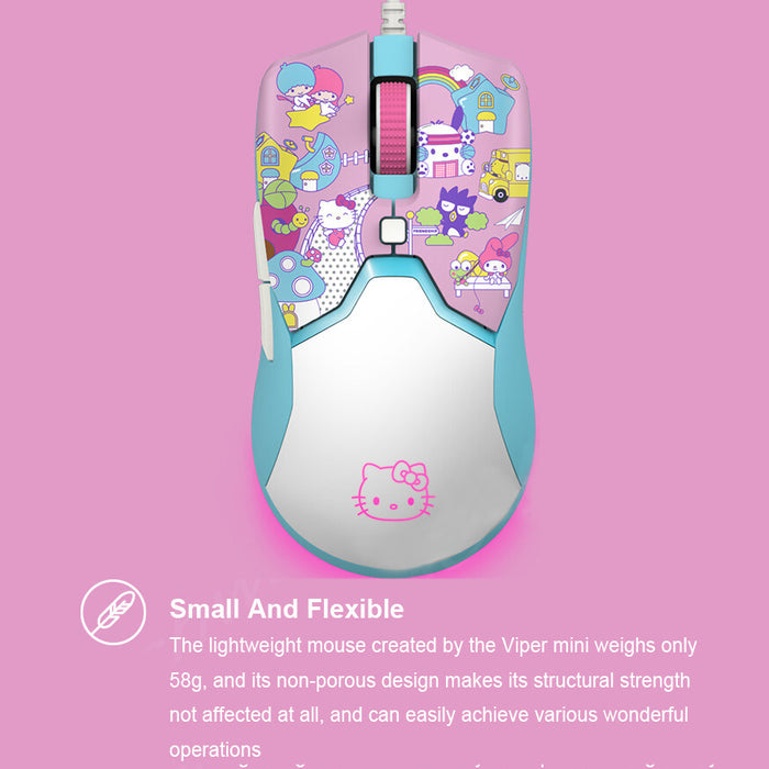 Razer Hello Kitty SANRIO Pink COMBO 4pcsWired Keyboard Exclusive 87-key Backlit Gaming Keyboard, Mouse, Mousepad , Headset