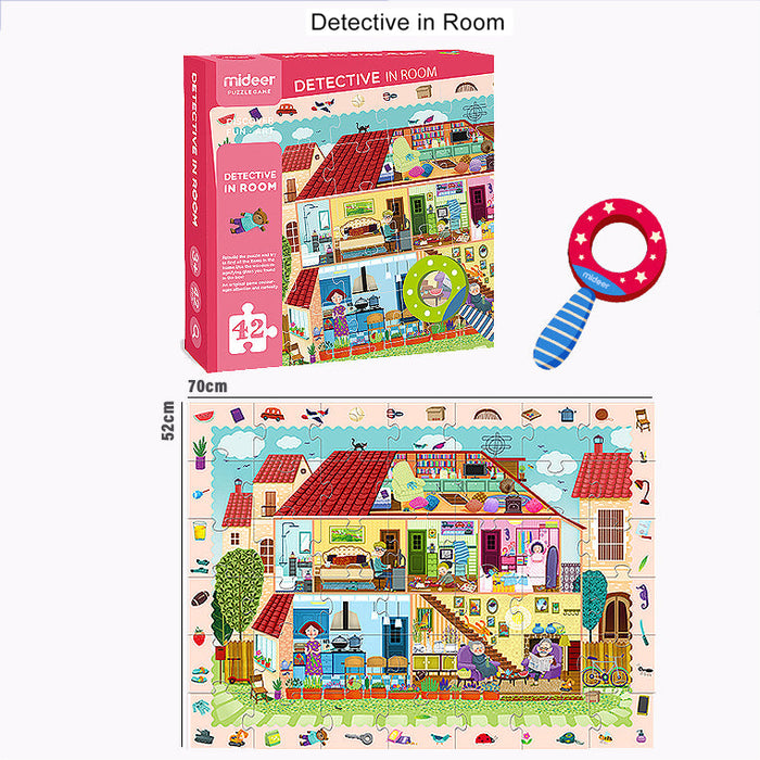 MiDeer Large Puzzles Detective in Room Theme, Jigsaw Puzzles with Magnifying Glass