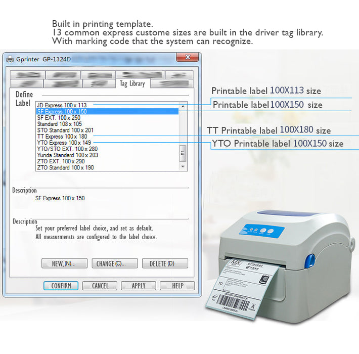 Thermal Printer GP1324D for Shipping Labels, No Ink Refill Required.