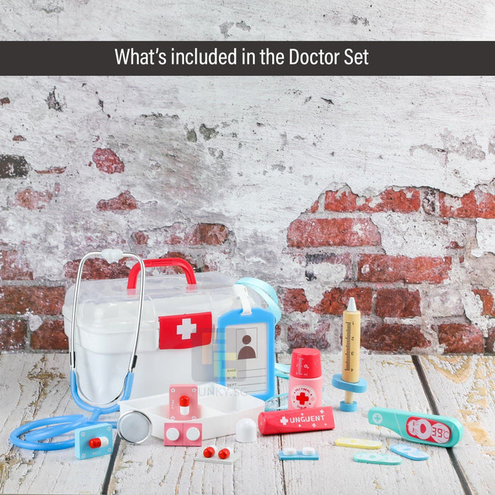 Wooden Pretend Play 13Pcs Set  Doctor / Dental Kit Tools Educational Kids Toy