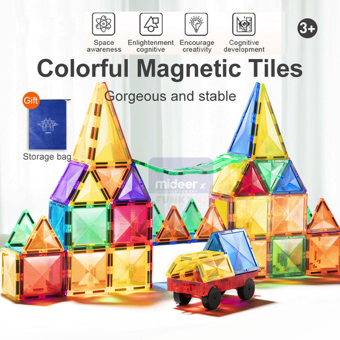 MiDeer Colourful Magnetic Tiles. 100pcs Magnetic Building Tiles