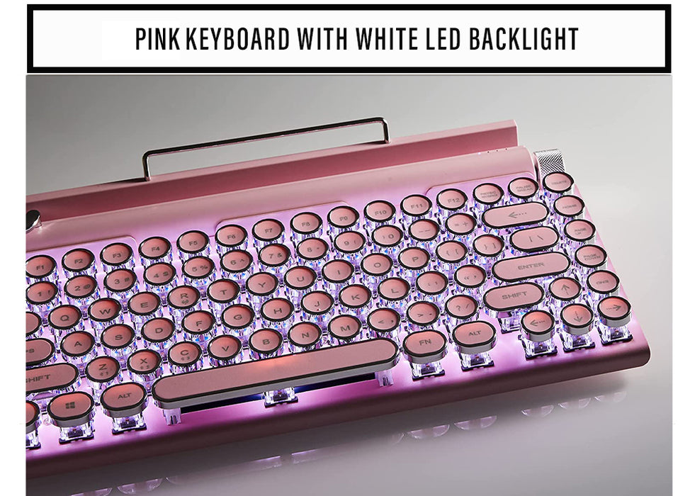 Mechanical Typewriter Keyboard Bluetooth 5.0 with LED Adjustable Backlight in FOUR COLOURS