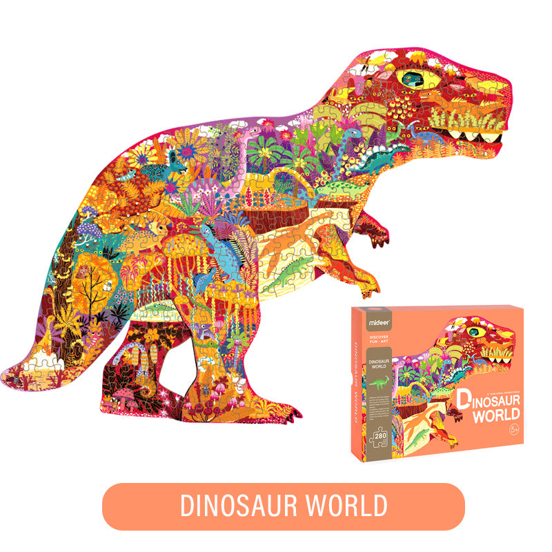 Dinosaur Shaped Puzzle Adventure For Child  280 Pieces of Prehistoric Fun  – mideerart