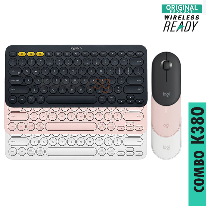 COMBO Logitech K380 Multi Device Bluetooth Keyboard and Pebble Mouse For Mac/ PC/ Mobile