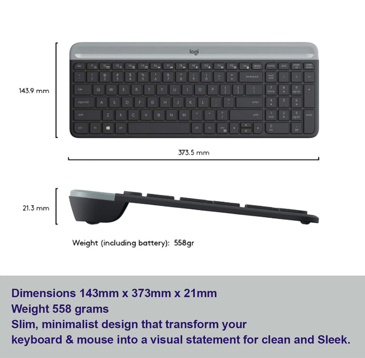 Logitech Wireless Silent Keyboard and Mouse Set MK470