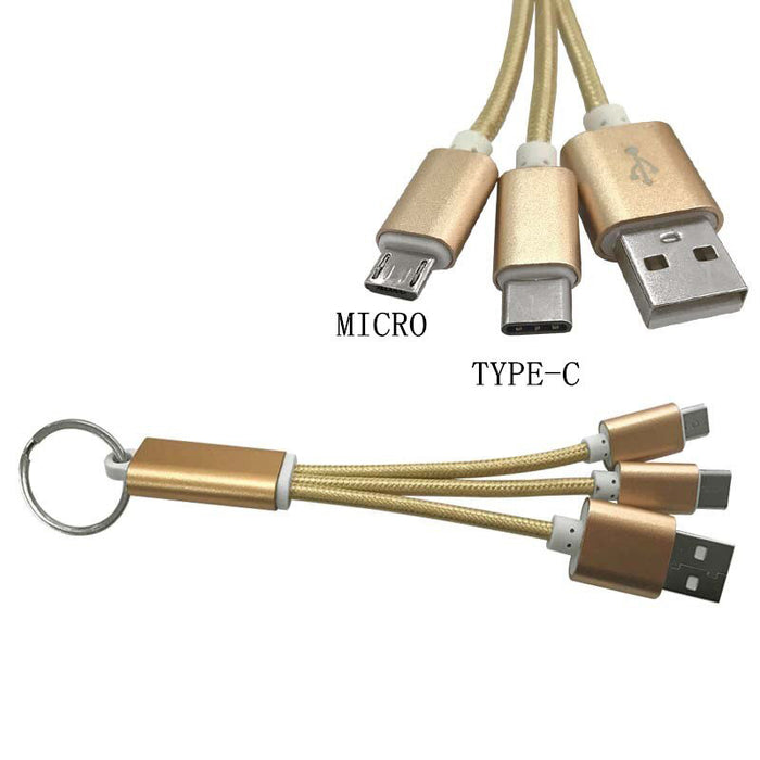 2in1 Micro and Lightning Braided Cable 13cm Keychain Six Colours
