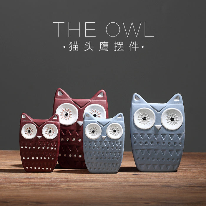 Ceramic Owl Figurine Contemporary Owl Home Decor BIG Size