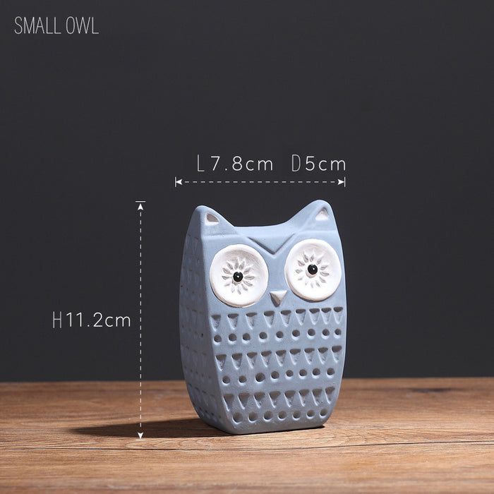 Ceramic Owl Figurine Contemporary Owl Home Decor SMALL Size