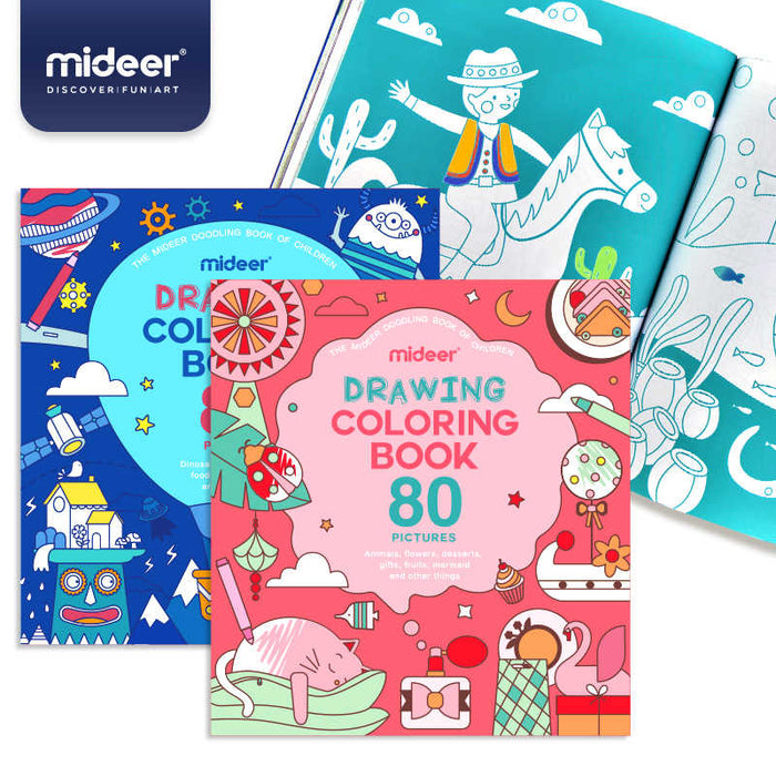 MiDeer Drawing Colouring Book 80 Pictures for Boys and Girls