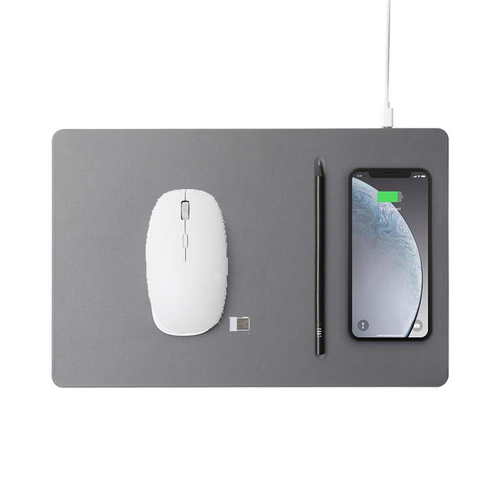 POUT HANDS 3 PRO COMBO- Fast Wireless Charging Mouse Pad + Wireless Rechargeable Mouse Dust Gray/ Midnight Blue/ Latte Cream