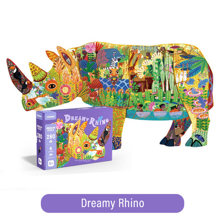 MiDeer 280pcs Animal-Shaped Puzzle, Dinosaur Elephant Puzzle
