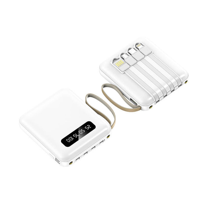 Mini Power bank 20000mAh with 4in1 DETACHABLE Cables Powerbank with LED Torch Light