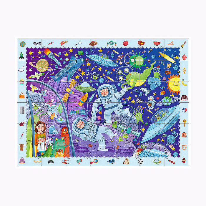 MiDeer Large Puzzles Detective In Space Theme Jigsaw Puzzles with Magnifying Glass
