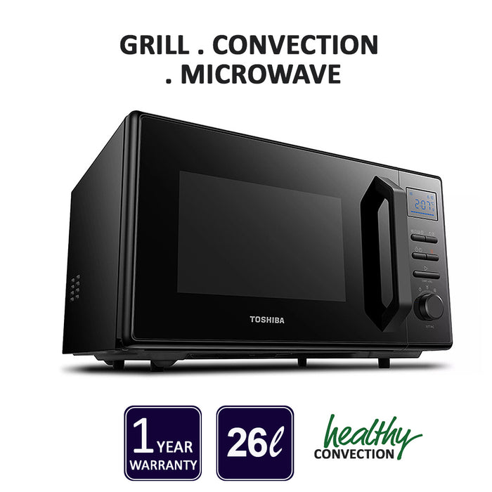 TOSHIBA 26L Multifunctional 3in1 Microwave Oven, Grill , Convection MW2-AC26TF(BK)