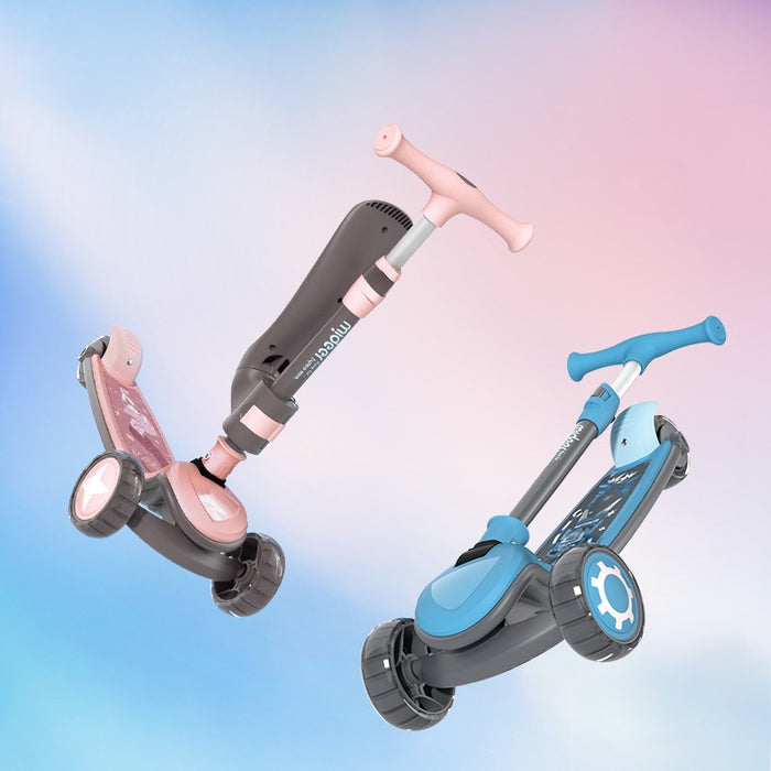MiDeer 3 Wheeled LED Lights Scooter for Kids - 2in1 Sit/Stand with Flip-Out Seat
