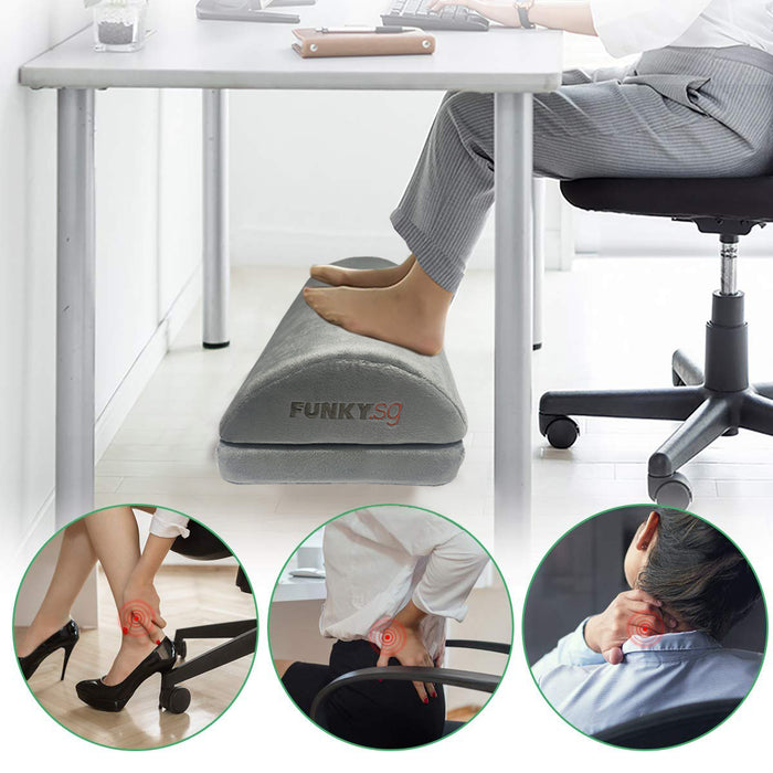 Adjustable Memory Foam Footrest Suede for Ergonomic Work, Gaming Foot Stool Under Desk