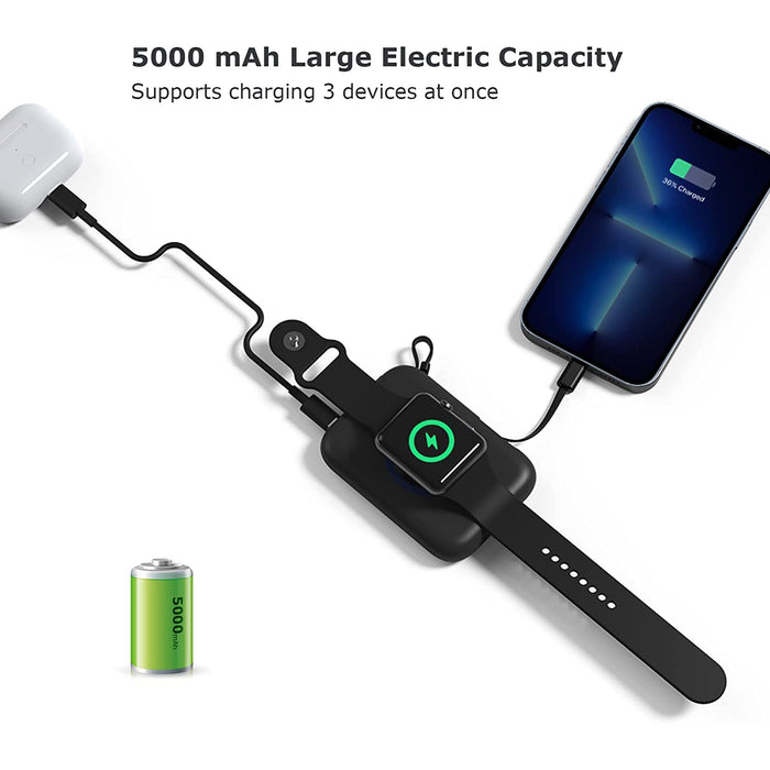 Fast Charging 5000mAh Magnetic and Wired Charging Powerbank Portable Power bank for Smartphones, Applewatch and earpods