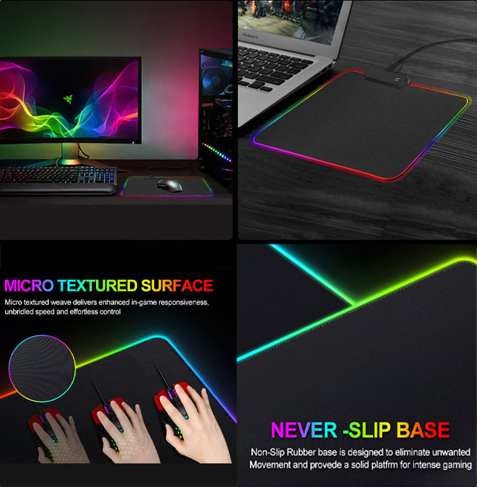 30cm RGB Mouse Pad Gaming Non Slip Rubber Base Gaming Mousepad Small with 12 Lighting Modes LED Mouse Pads