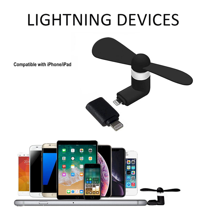 Portable Mini Lightning Mobile Fan USB Fan / 5pcs per pack Lightning Portable Fan