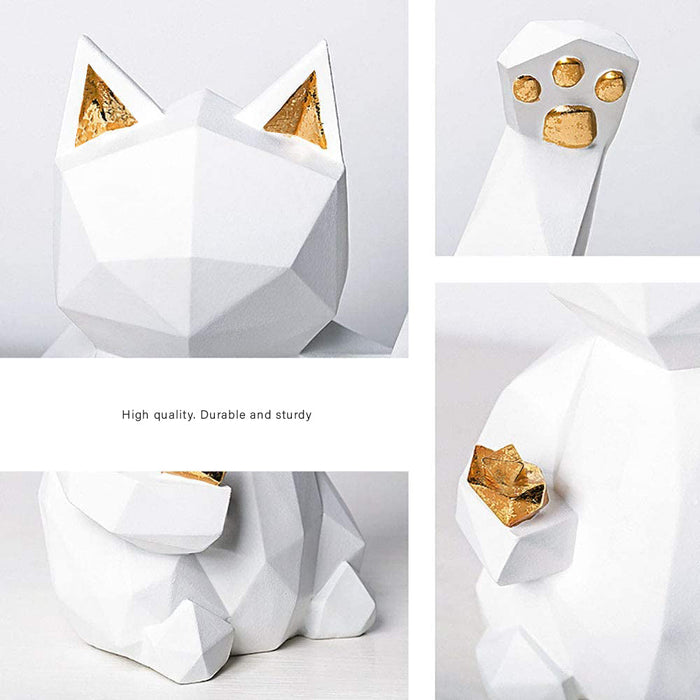Geometric Modern Fortune Cat Collectible 20" Figurine Feng Shui Fortune Charm Cat