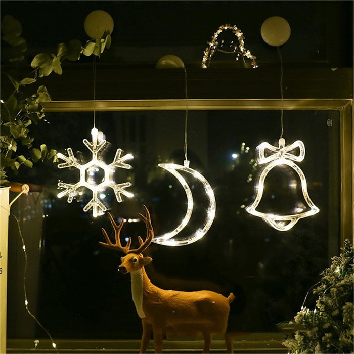 Christmas LED Lights Window Decor Set of 8pc Star Lights Party Decor Lamps Battery Powered