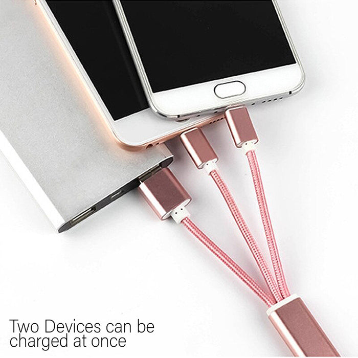 2in1 Micro and Lightning Braided Cable 13cm Keychain Six Colours