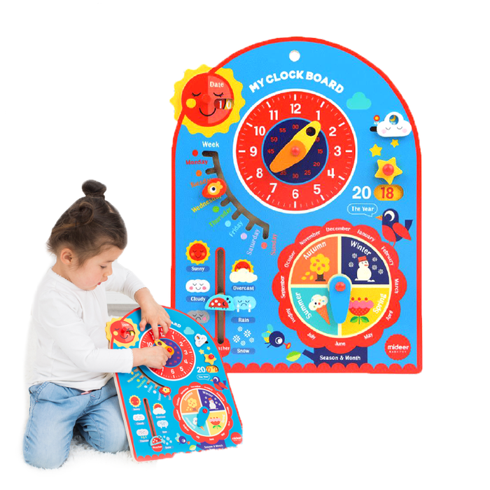 MiDeer What Time is It? My Clock Board Preschool Educational & Learning Wooden Toy