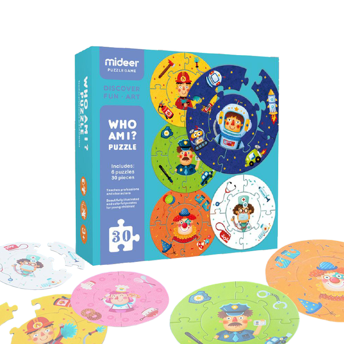 MiDeer Who Am I Round Jigsaw Puzzles. 30pcs Kids / Playschool Puzzles