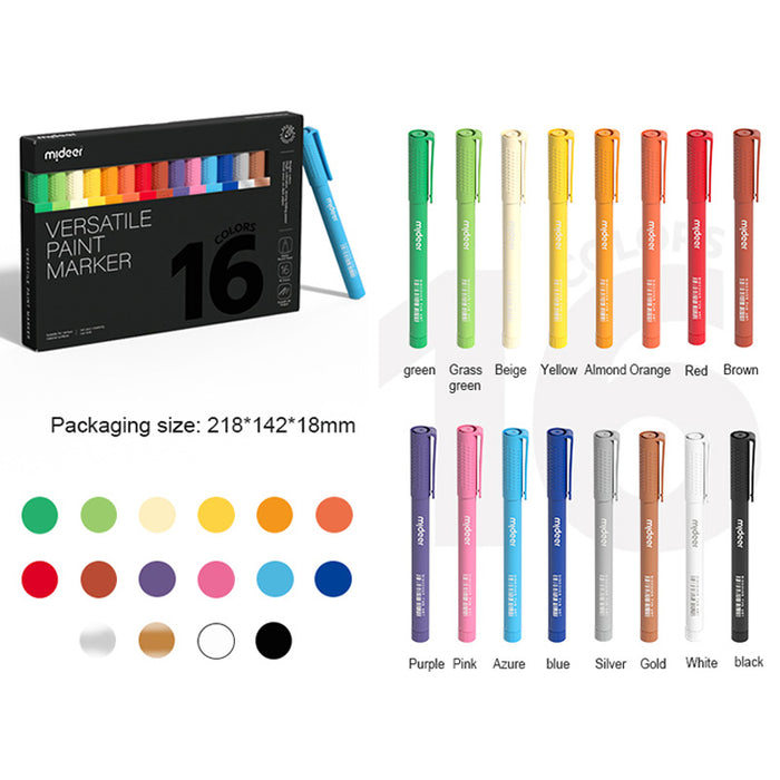 Mideer Versatile Paint Marker 16 Colours For Colour on Glass, Window, Wood and Paper